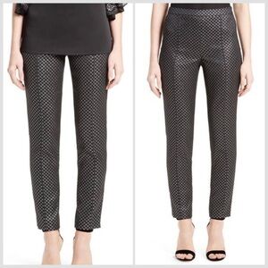 ST. John Black & Silver Metallic Emma Diamond Jacquard Crop Pant Women’s Size 10
